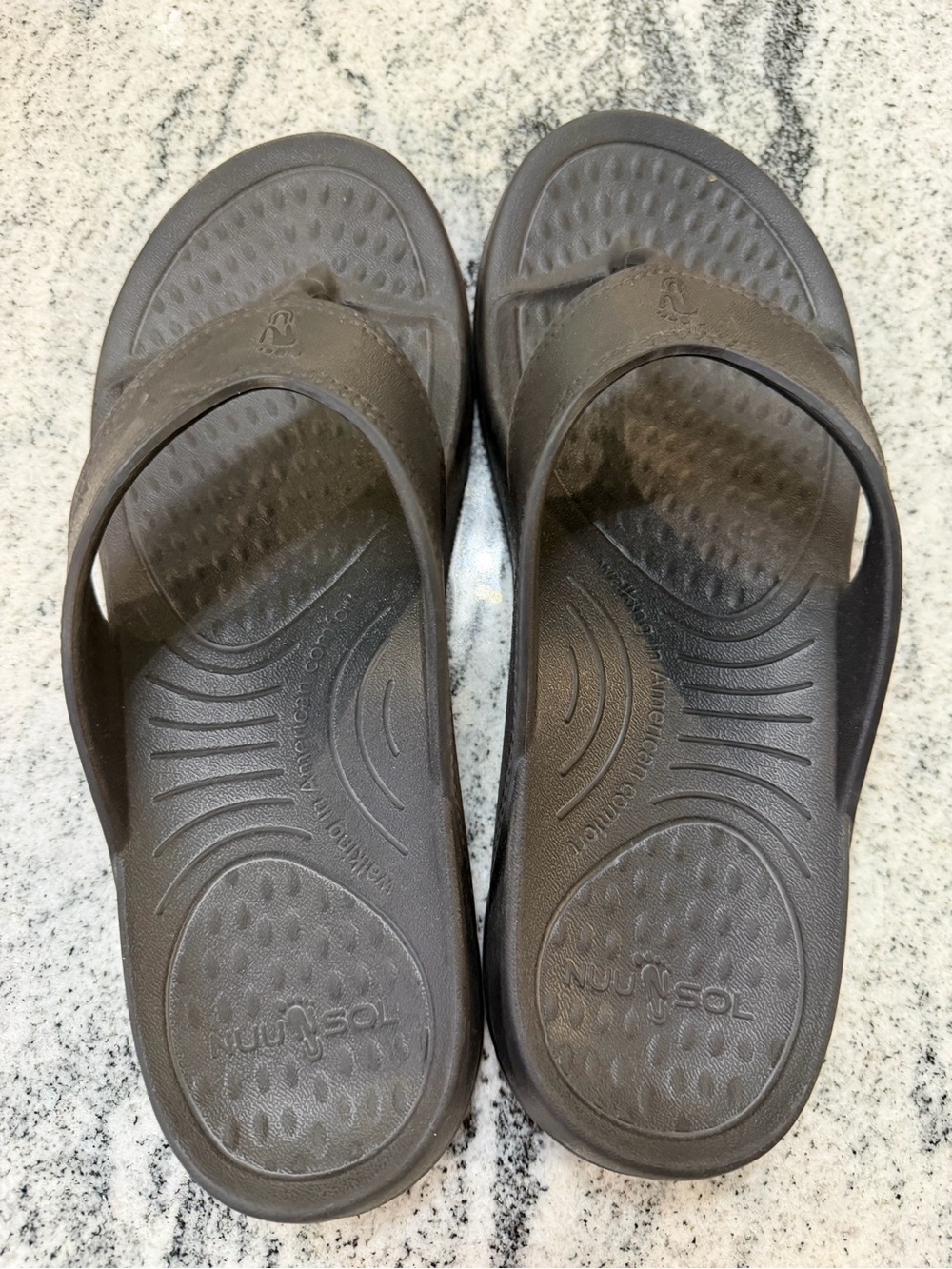 NUUSOL Comfort Flip Flop Sandals Black Fit Womens 10/11